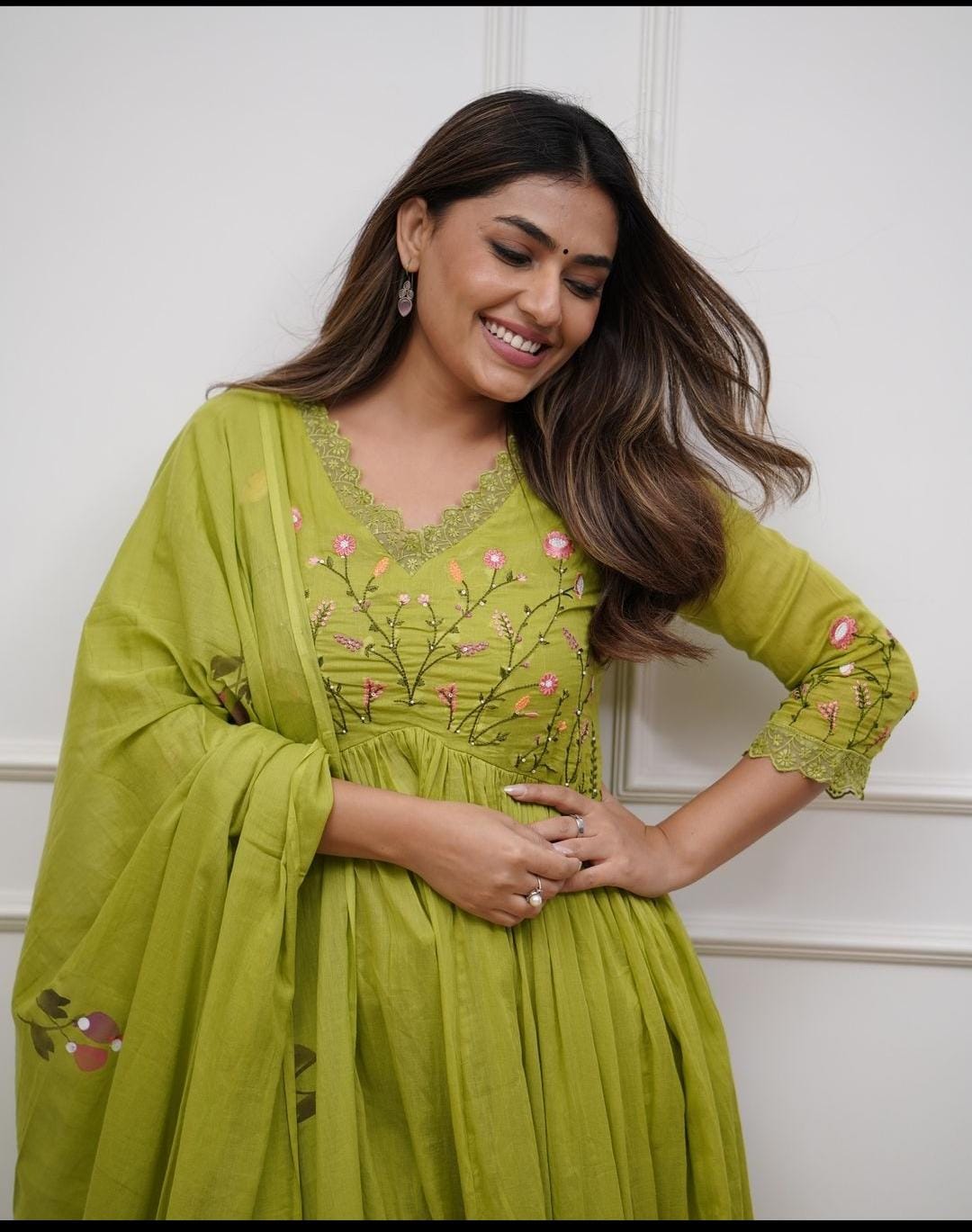 Anarkali kurta pant dupatta set