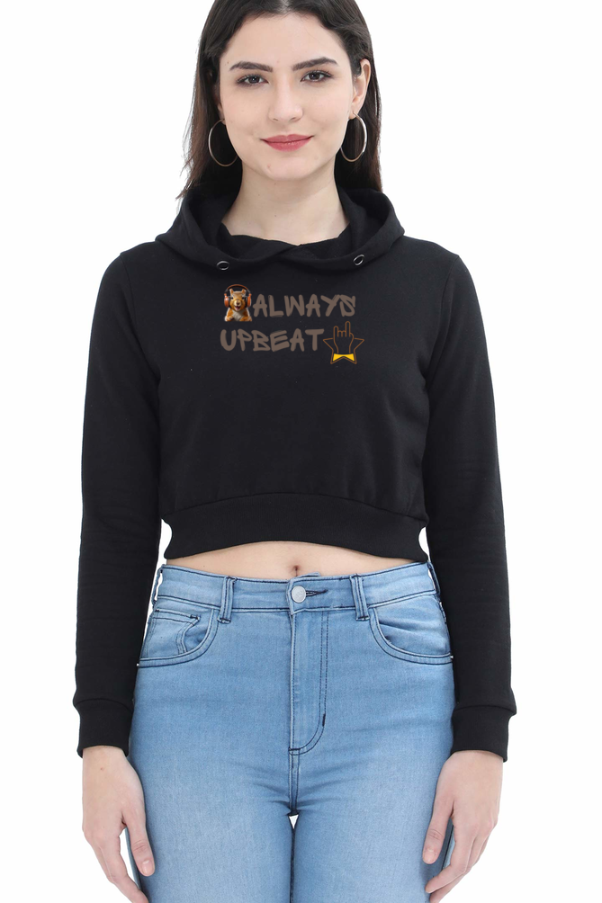 Always Upbeat Black Crop Hoodie