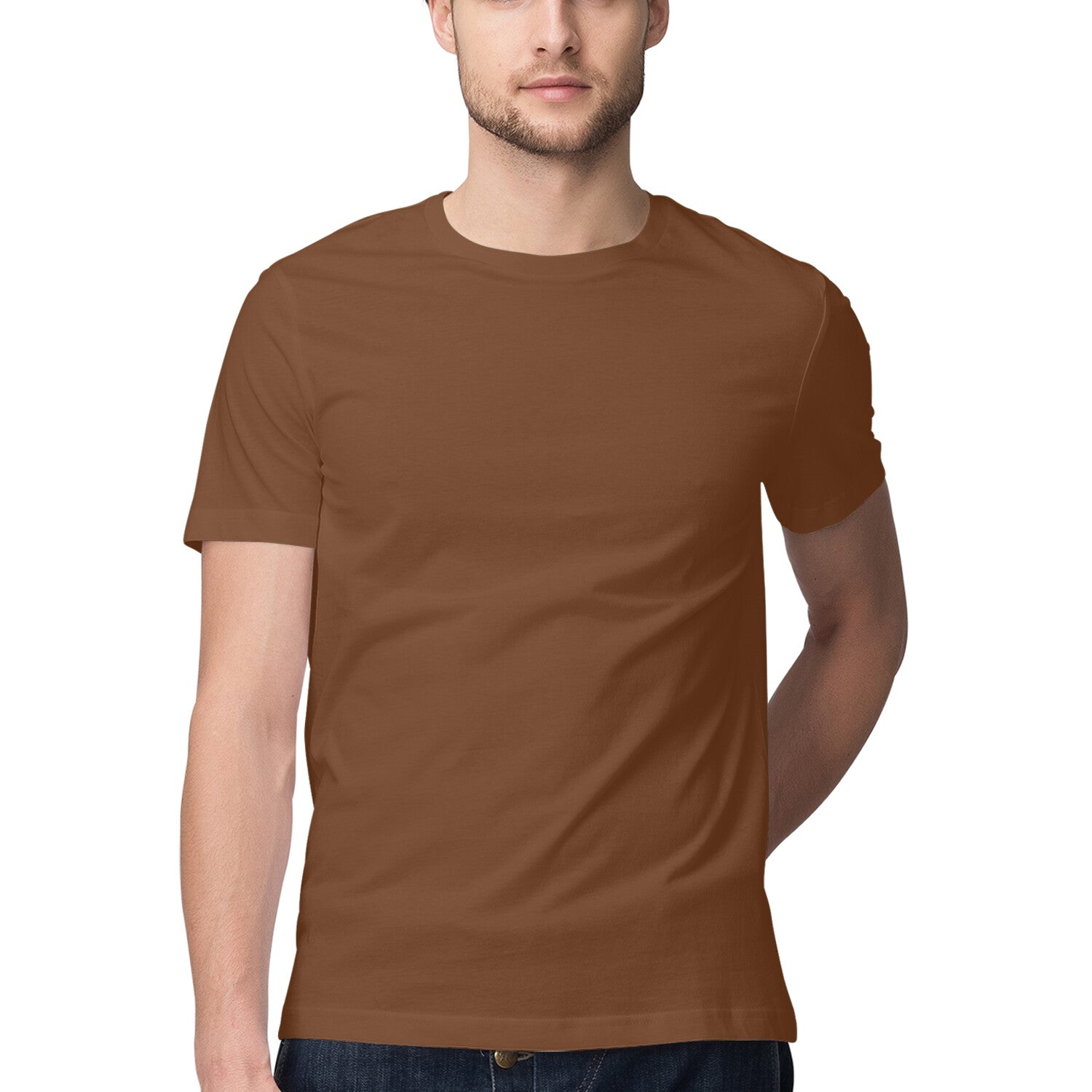Coffee Brown Plain T-shirt - Main Image