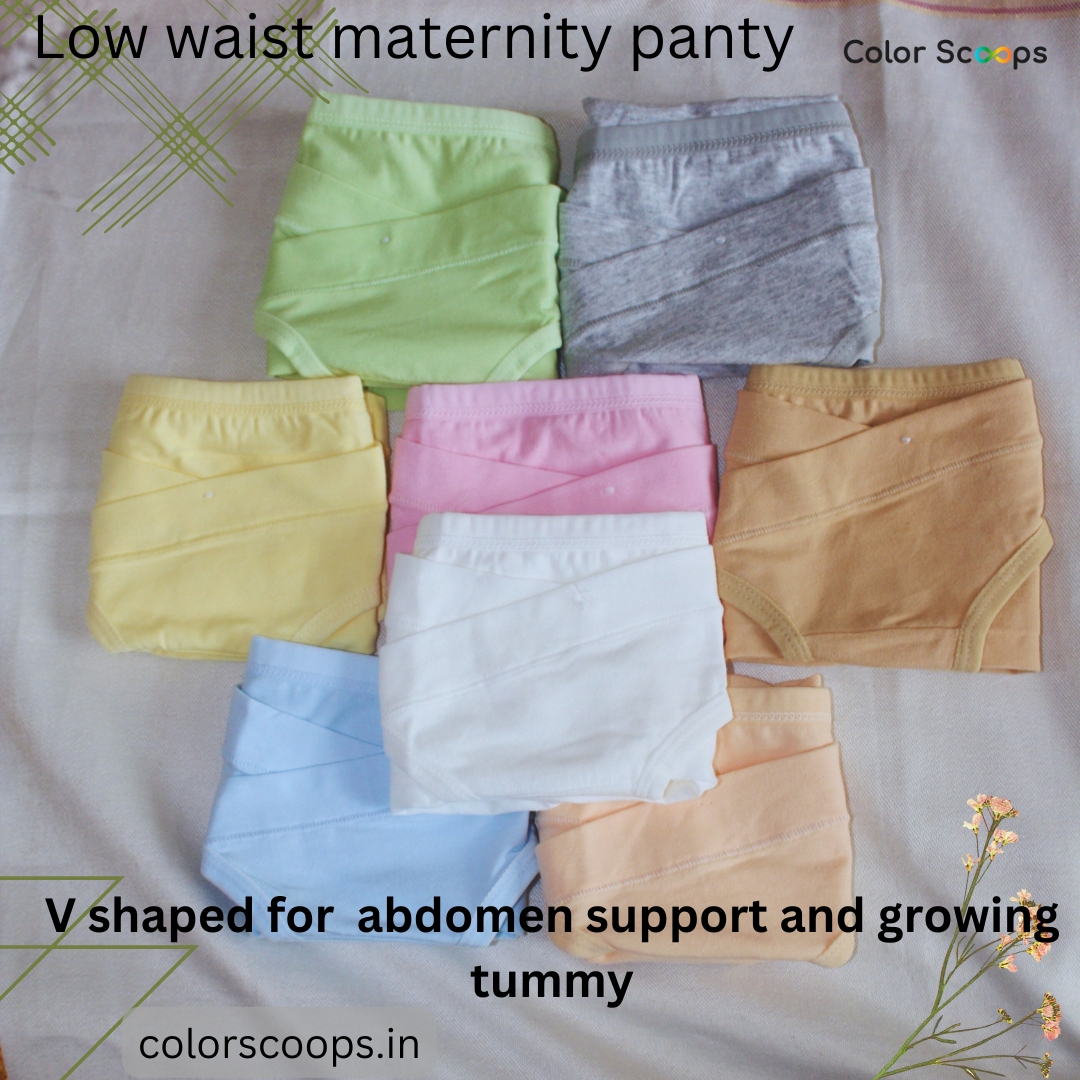 Maternity Panties / underwear / Low waist Maternity Panty - Set of 3 (blue, pink and yellow)