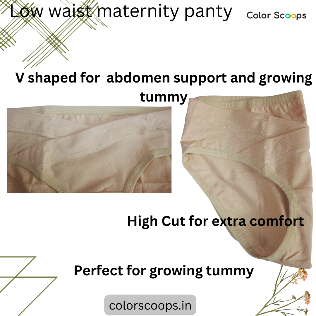 Maternity Panties / underwear / Low waist Maternity Panty - Set of 2 (green and cream)