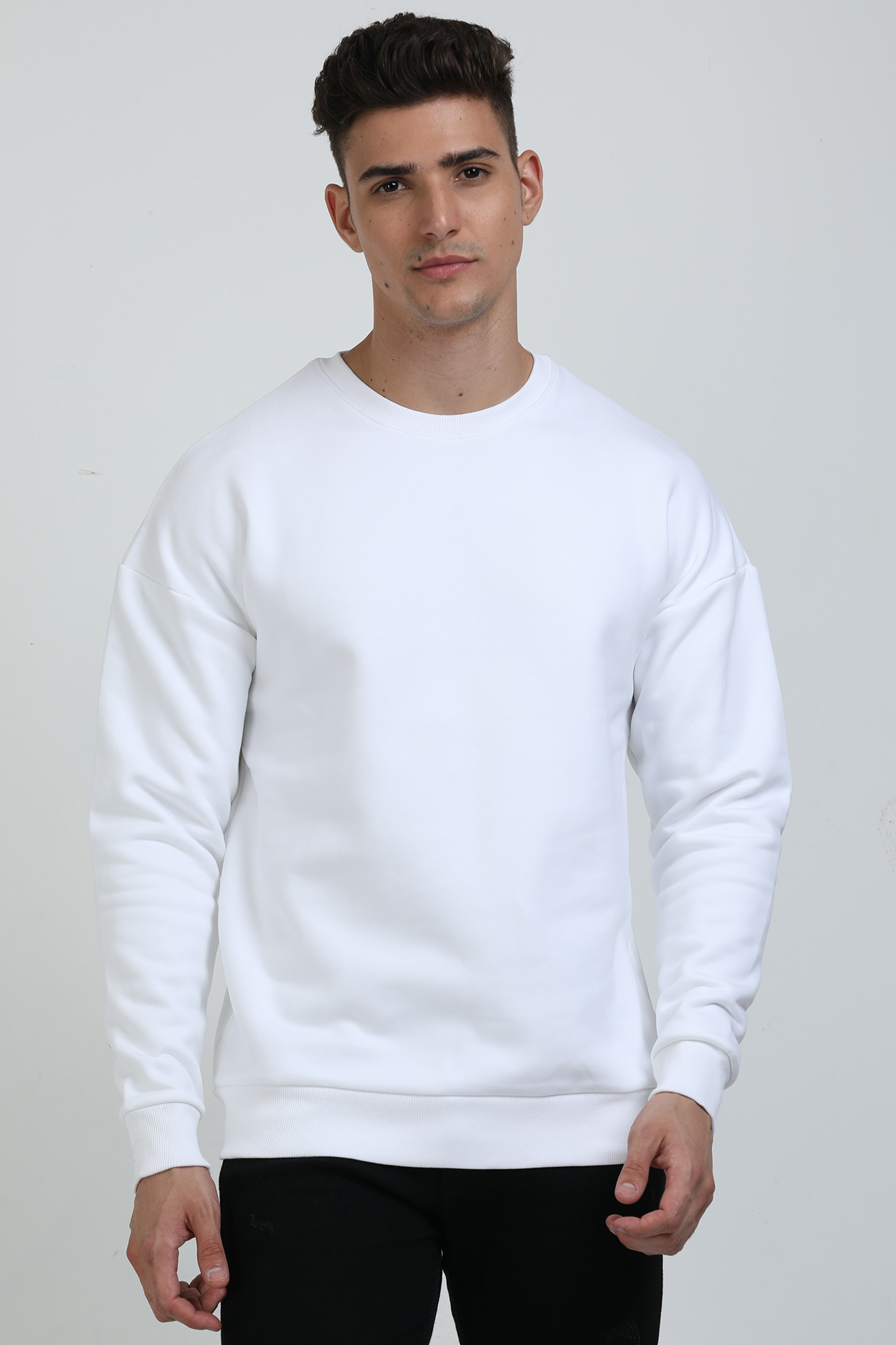 Oversized white crew neck 2025 sweatshirt