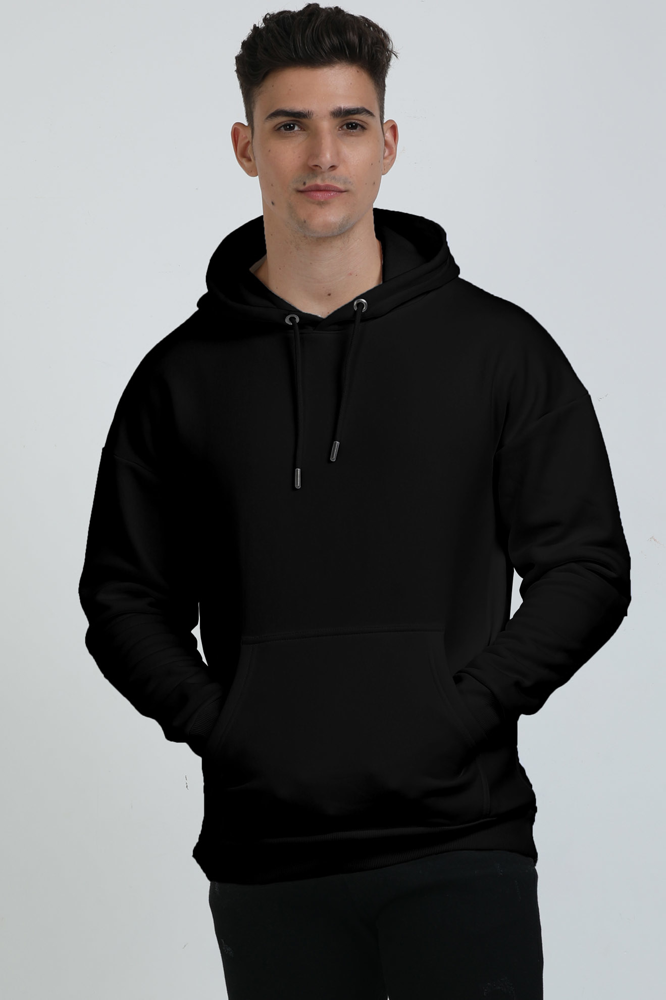 Oversized plain top black hoodie