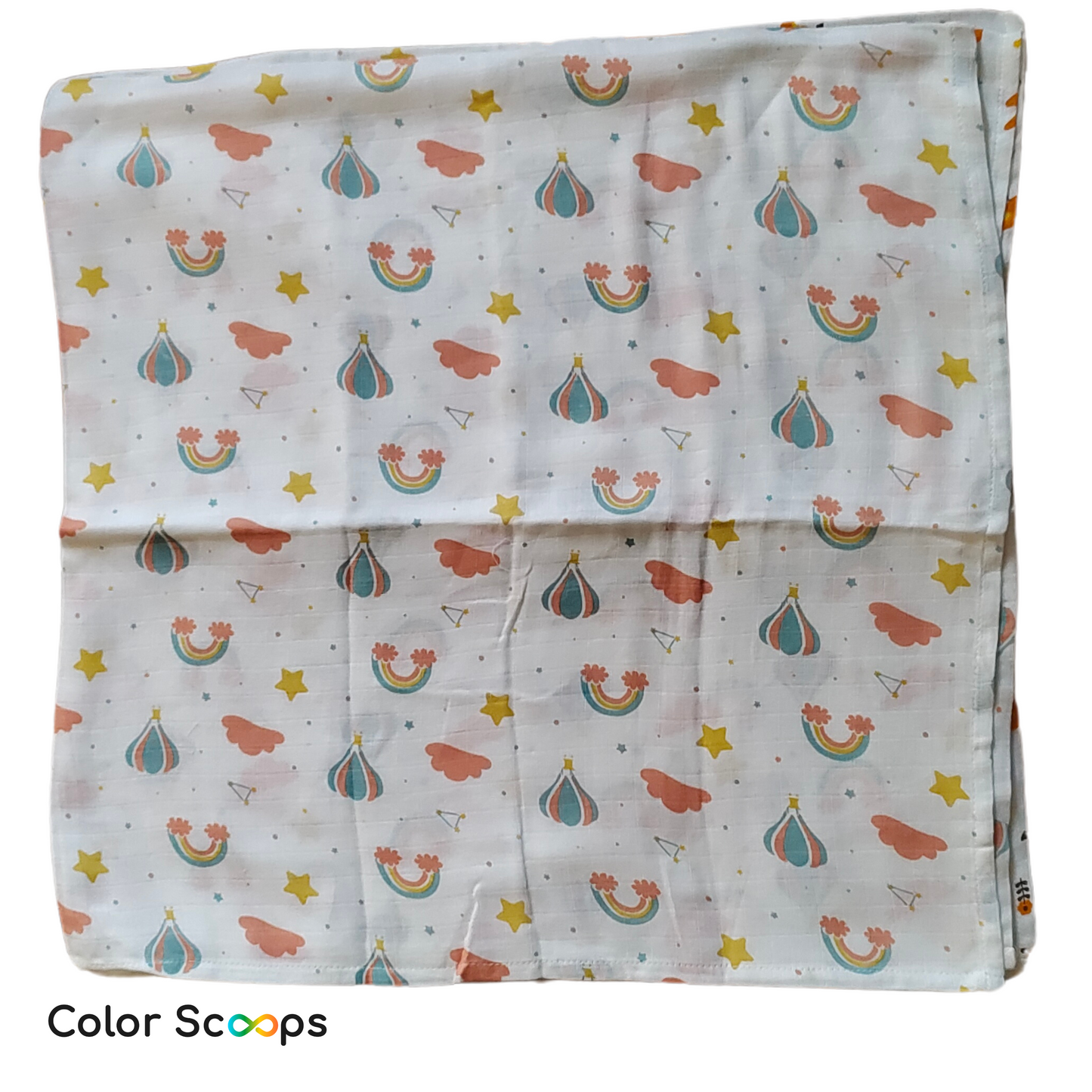 Color Scoops 100% Cotton Baby Muslin Swaddle (Multicolour, 100 x 100 cm) Rainbow