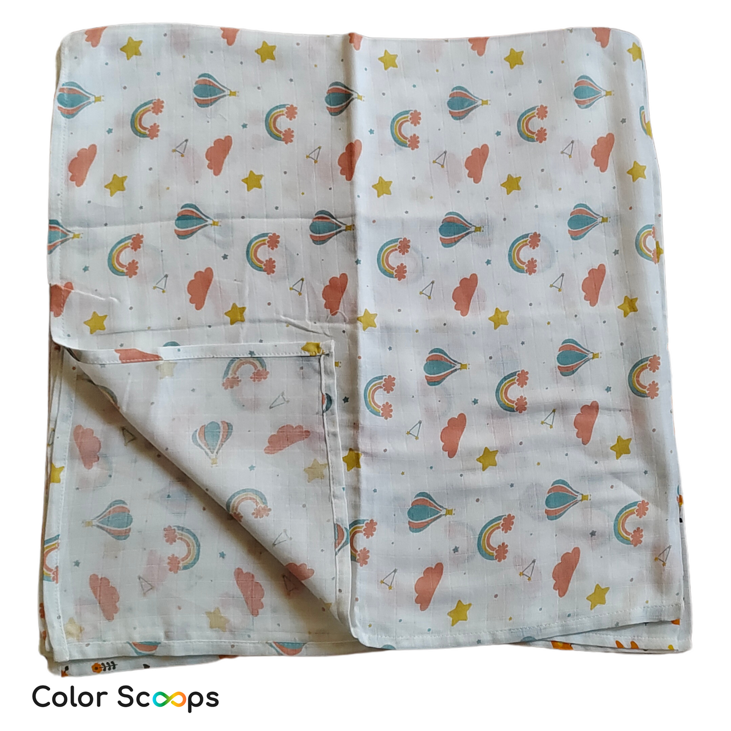 Color Scoops 100% Cotton Baby Muslin Swaddle (Multicolour, 100 x 100 cm) Rainbow