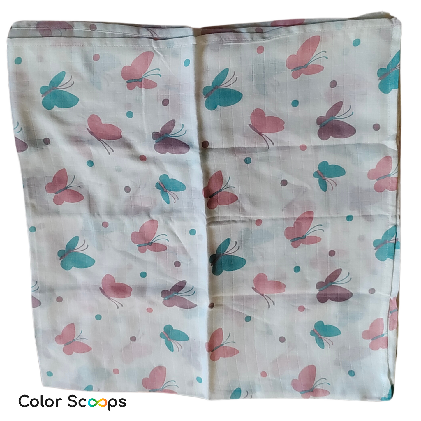 (Copy) Color Scoops 100% Cotton Baby Muslin Swaddle (Multicolour, 100 x 100 cm) butterfly