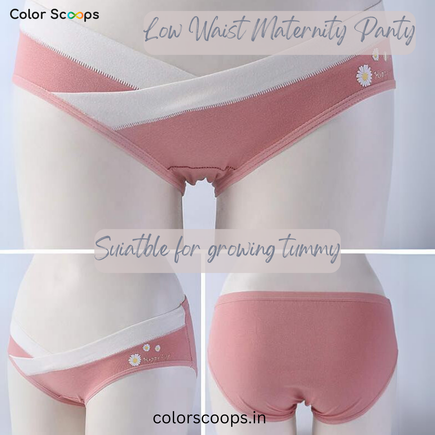 Maternity Panties / underwear / Low waist Maternity Panty - Pink Dais