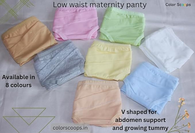 Maternity Panties / underwear / Low waist Maternity Panty - Set of 2 (green and cream)