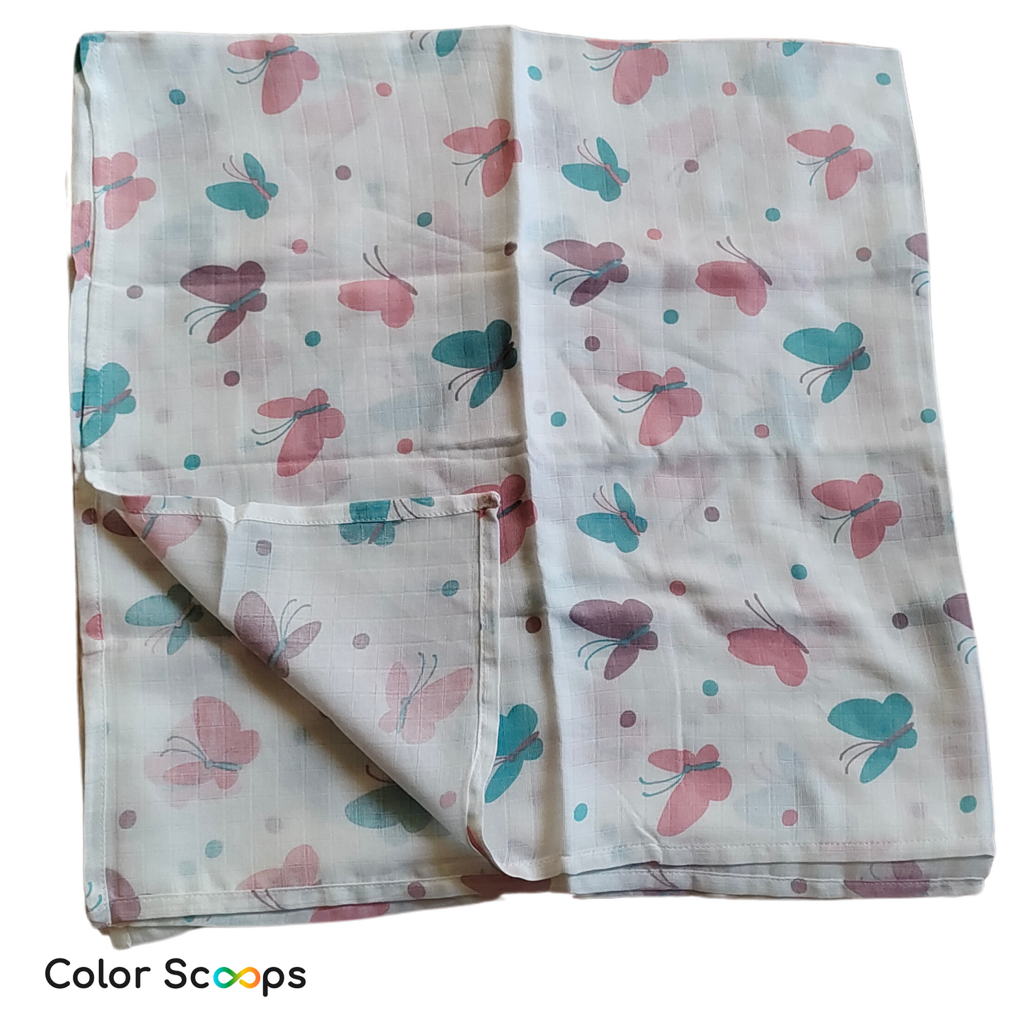 (Copy) Color Scoops 100% Cotton Baby Muslin Swaddle (Multicolour, 100 x 100 cm) butterfly