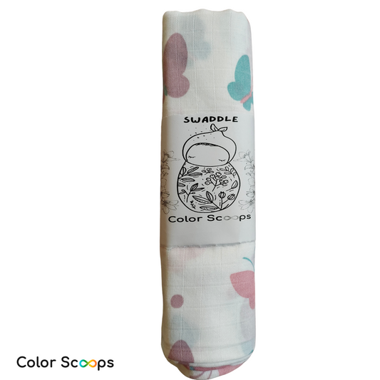 (Copy) Color Scoops 100% Cotton Baby Muslin Swaddle (Multicolour, 100 x 100 cm) butterfly