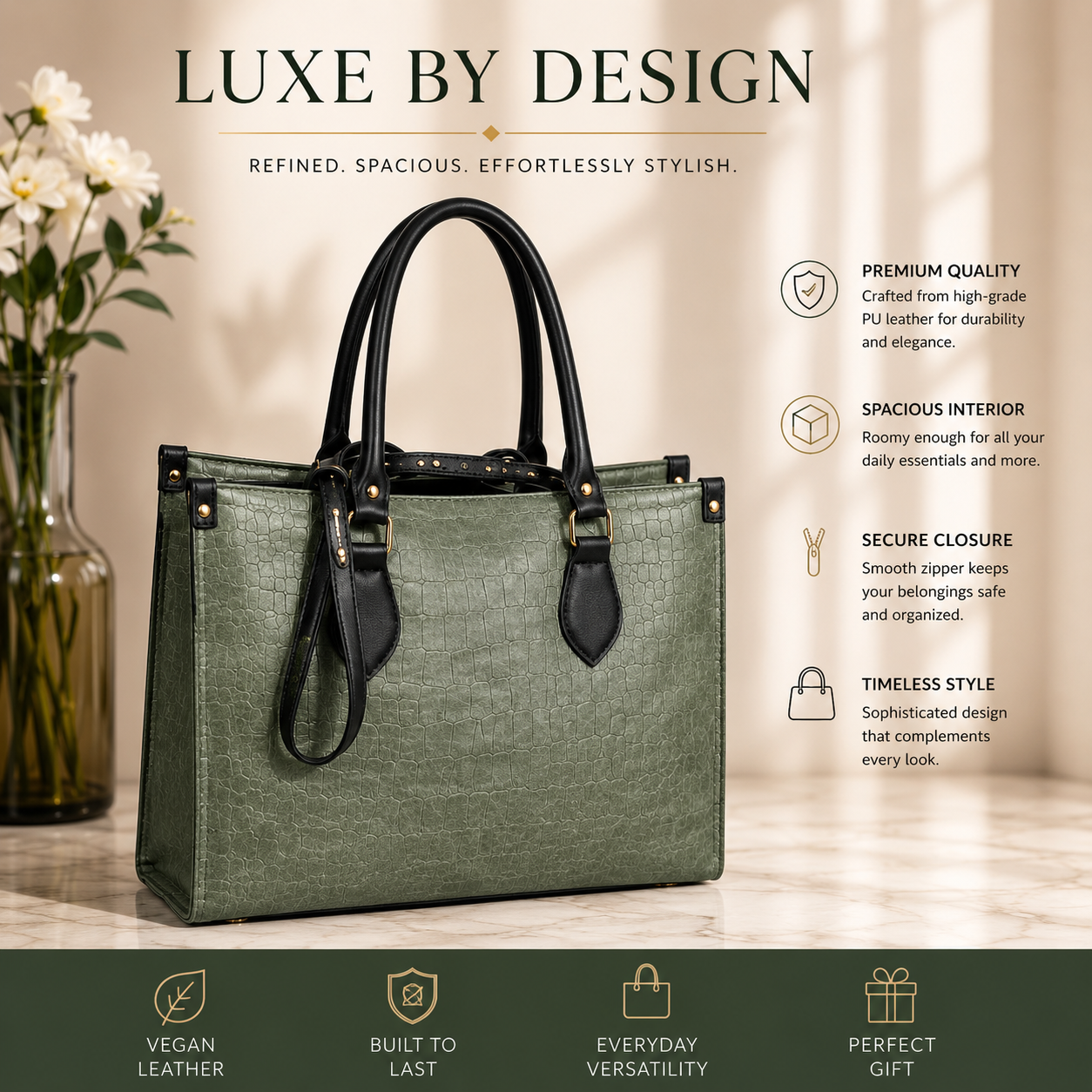 Premium Tote Bag for Women | Stylish Office Formal Bag | Spacious Handbag for Work, Travel & Daily Use | Durable Handles & Elegant Design