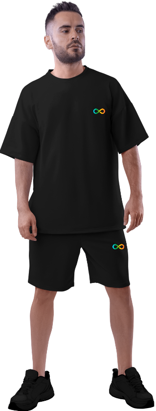 Men's co-ord set – black shorts and oversized t-shirt