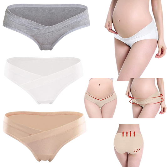 Maternity Panties / underwear / Low waist Maternity Panty - Set of 3 (grey, white, cream)