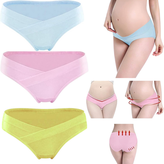 Maternity Panties / underwear / Low waist Maternity Panty - Set of 3 (blue, pink and yellow)