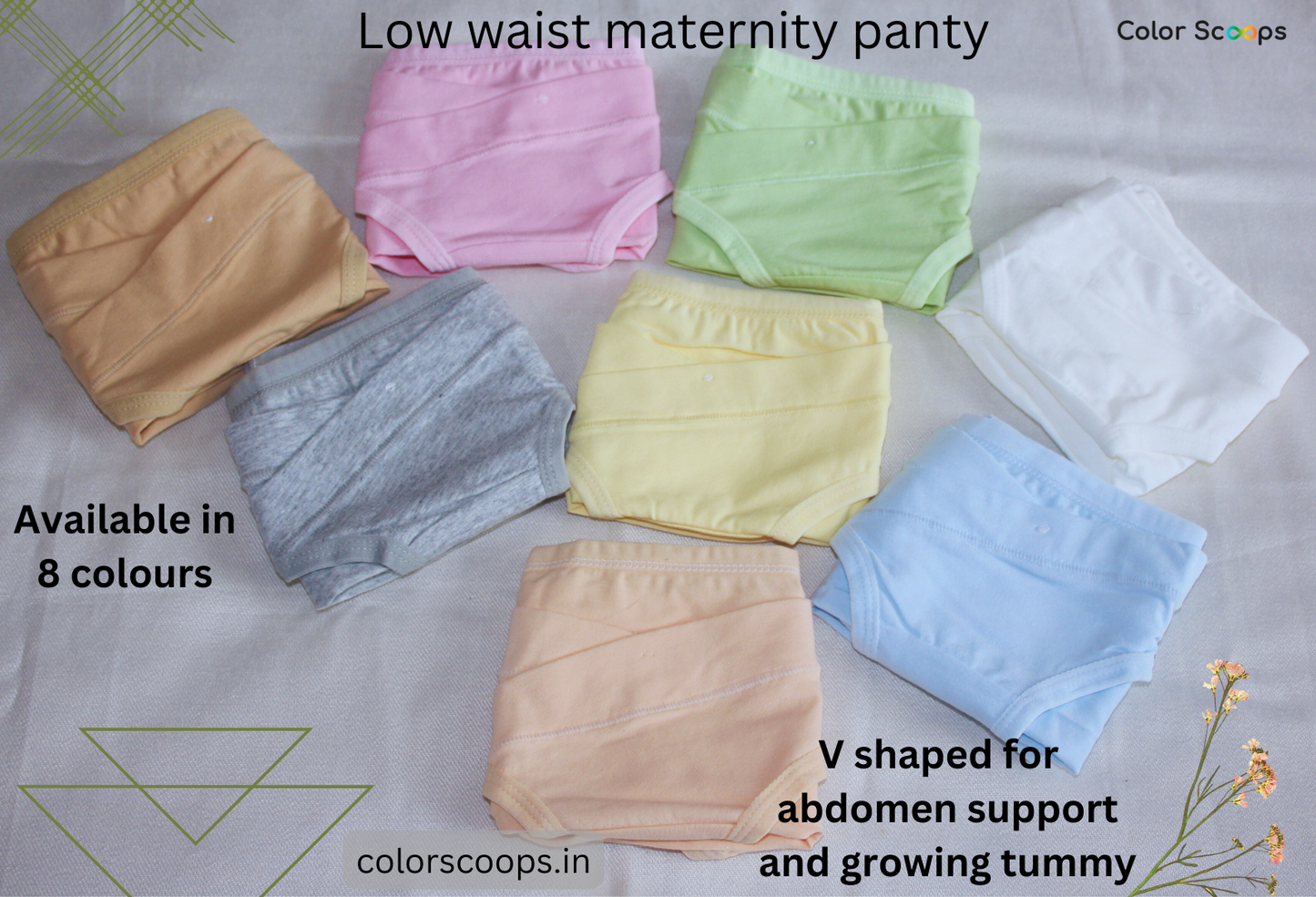 Maternity Panties / underwear / Low waist Maternity Panty - Set of 3 (blue, pink and yellow)