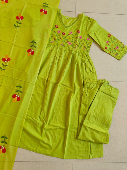 Anarkali kurta pant dupatta set