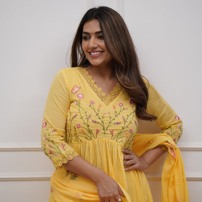 Anarkali kurta pant dupatta set