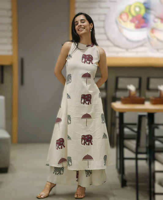 White Palazzo Set - Indo-Western