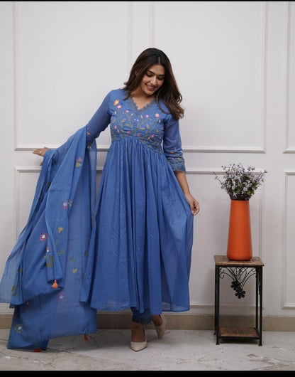 Anarkali kurta pant dupatta set