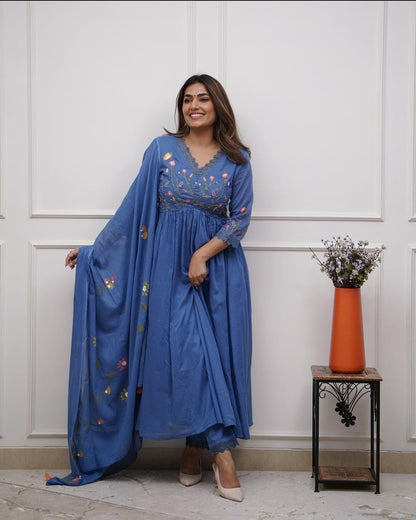 Anarkali kurta pant dupatta set