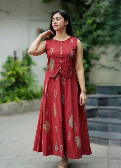 Premium printed Cotton skirt and Top set - Skirt Top coord set