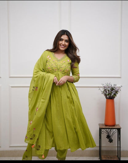 Anarkali kurta pant dupatta set