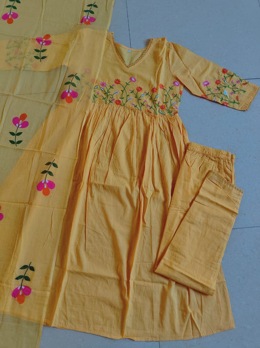 Anarkali kurta pant dupatta set