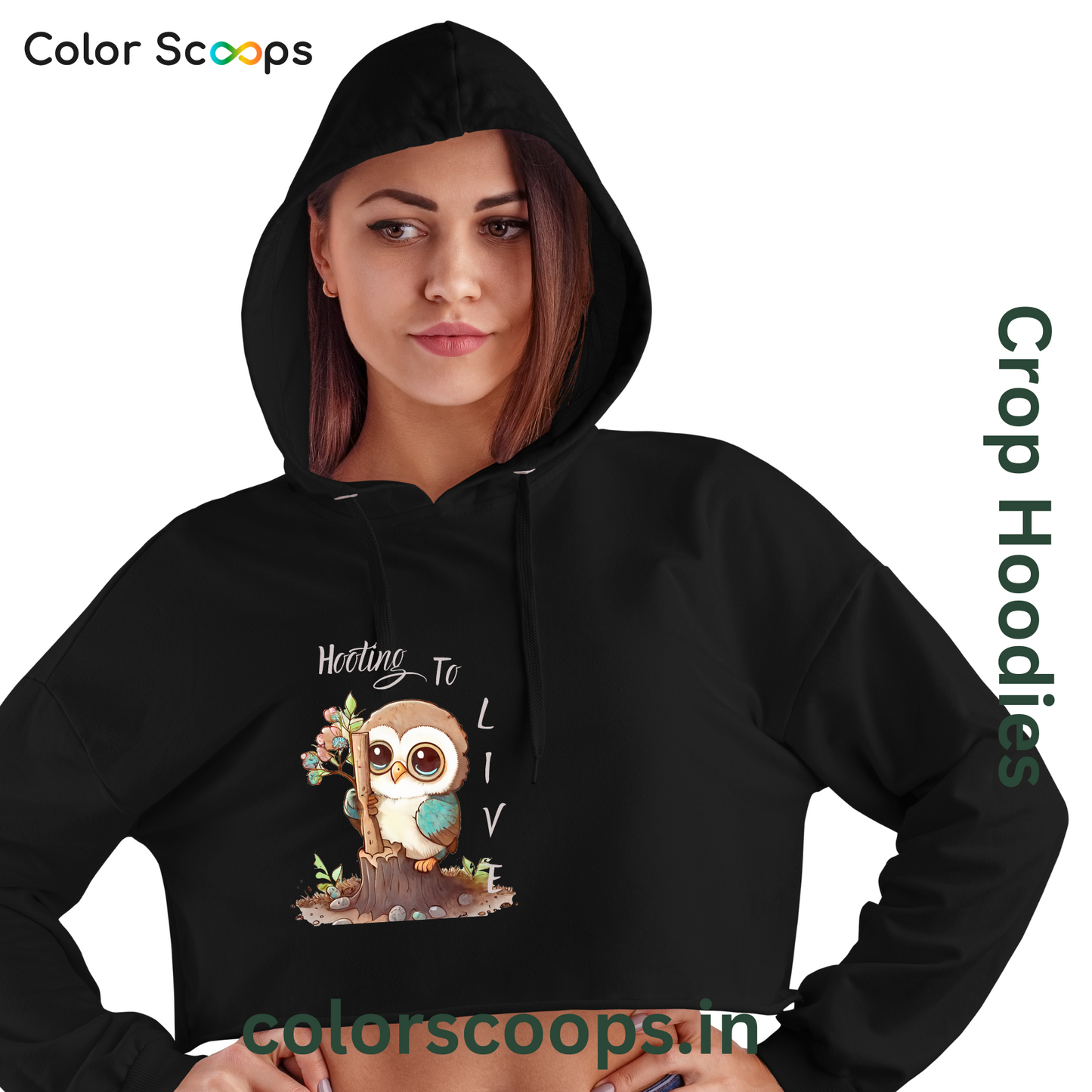 Owl - 0 to 6 years & Mommy Owl Crop Hoodie - Front Print