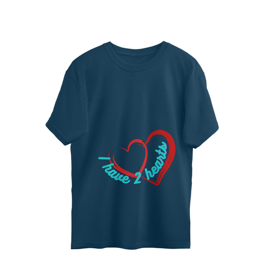 I have 2 hearts - Oversized Pregnancy T-shirt