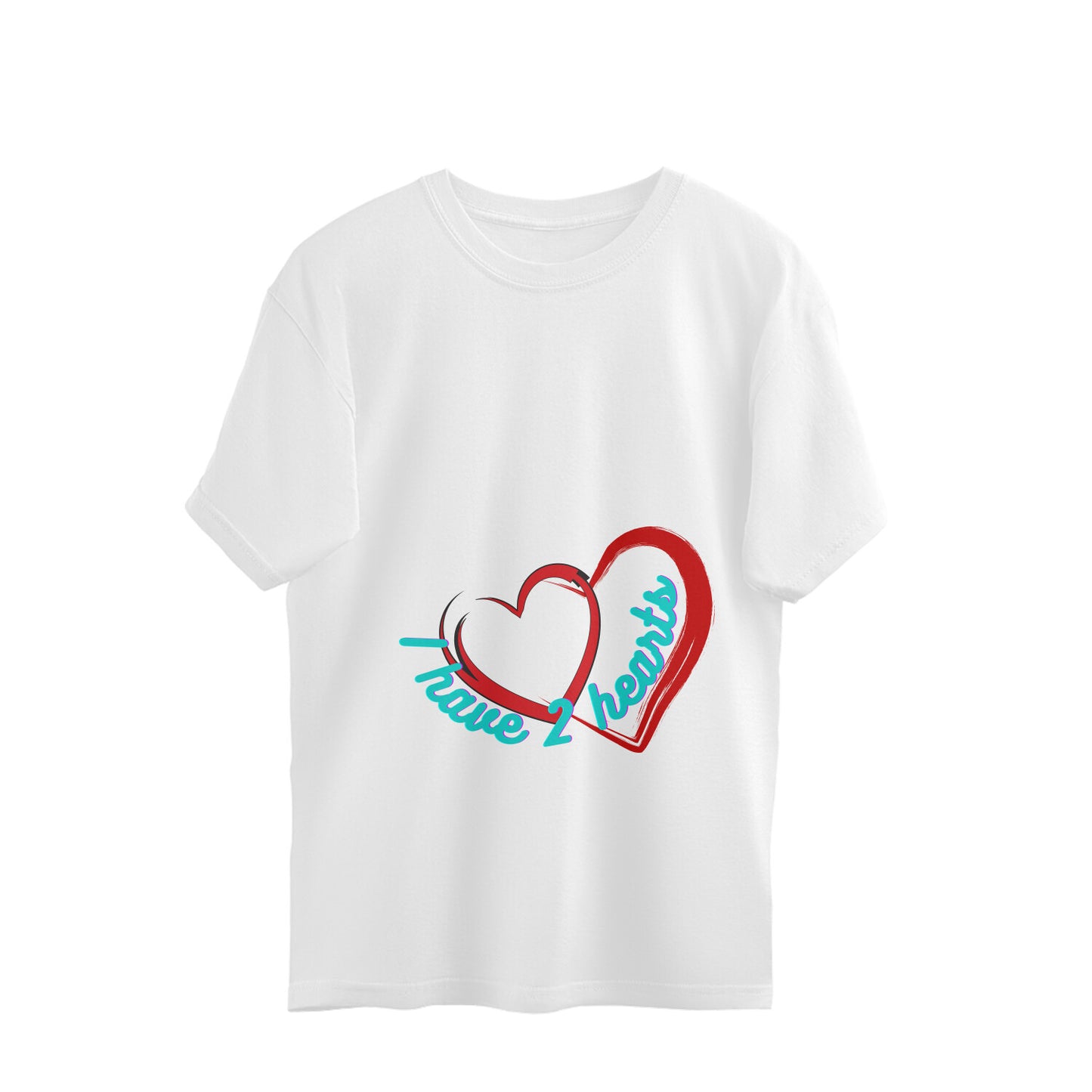 I have 2 hearts - Oversized Pregnancy T-shirt